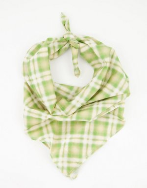 Зеленый клетчатый шарф из органического хлопка Bam-Многоцветный Weekday
