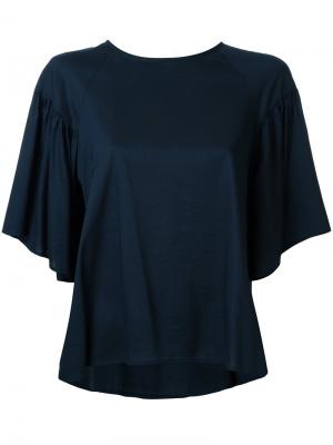 Расклешенная блузка с оборками Muveil. Цвет: чёрный