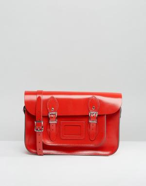 Красная лакированная сумка 12,5 Leather Satchel Company. Цвет: красный