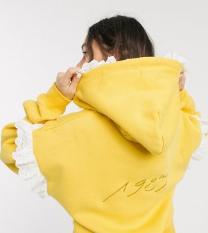 Oversized-худи с оборками и логотипом -Желтый Little Sunny Bite