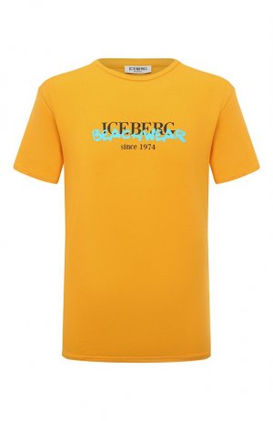 Хлопковая футболка Iceberg. Цвет: жёлтый