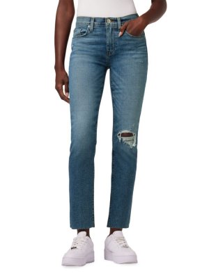 Эластичные потертые джинсы прямого кроя до щиколотки со средней посадкой Nico , цвет Reminisce Blue Hudson