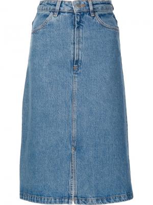 Джинсовая юбка А-образного силуэта Mih Jeans. Цвет: синий