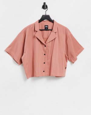 Блузка персикового цвета с короткими рукавами и заниженной линией плеч -Розовый цвет Dr Denim
