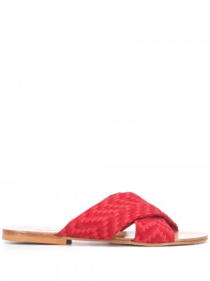Плетеные сандалии с перекрестными ремешками Eres. Цвет: красный