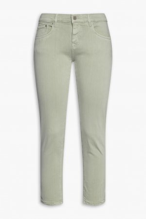 Укороченные джинсы узкого кроя со средней посадкой Ag Jeans, зеленый шалфей Jeans