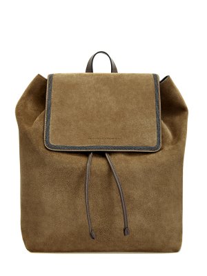 Рюкзак из замши с элегантной окантовкой Мониль BRUNELLO CUCINELLI. Цвет: коричневый