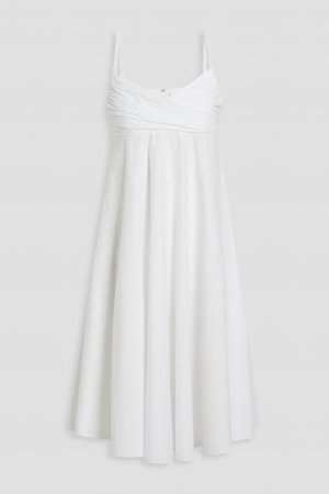 Платье из хлопкового поплина со сборками и запахом Caroline Constas, белый CONSTAS