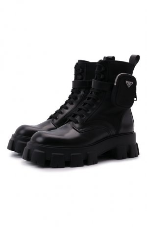 Комбинированные ботинки Monolith Prada. Цвет: чёрный