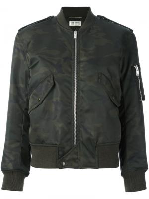 Камуфляжная куртка бомбер Saint Laurent. Цвет: чёрный