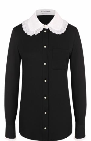 Шелковая блуза с контрастным воротником Altuzarra. Цвет: черный
