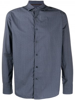 Рубашка с длинными рукавами и геометричным принтом Tintoria Mattei. Цвет: синий