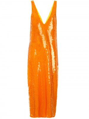 Платье-трапеция с пайетками Eckhaus Latta. Цвет: оранжевый