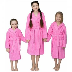 Халат махровый домашний детский размер 26 розовый для девочки в бассейн баню сауну BIO-TEXTILES. Цвет: розовый
