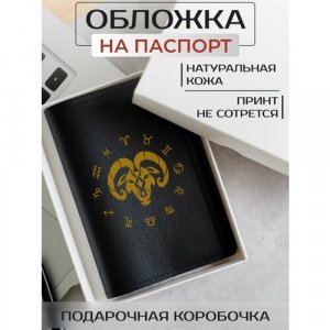 Обложка для паспорта , черный, золотой RUSSIAN HandMade. Цвет: черный