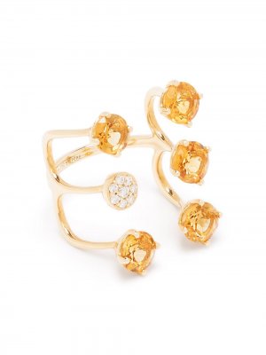 Кольцо Aurore из желтого золота с бриллиантами и цитринами Stefere. Цвет: золотистый