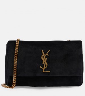 Маленькая двусторонняя сумка через плечо Kate из замши и кожи , черный Saint Laurent