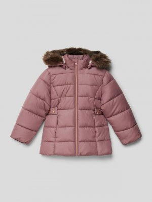 Стеганое пальто с отделкой из искусственного меха Name It, пыльно-розовый it