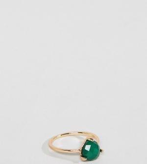 Кольцо с камнем изумрудного цвета -Золотой DesignB London