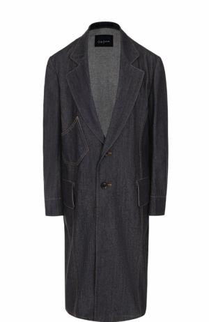 Однобортное джинсовое пальто свободного кроя Yohji Yamamoto. Цвет: синий