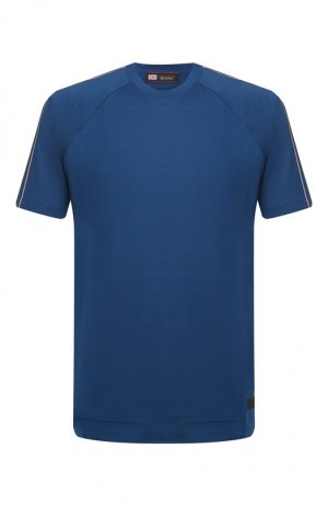 Шерстяная футболка Zegna. Цвет: синий