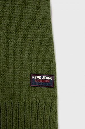 Шарф с добавлением шерсти , зеленый Pepe Jeans