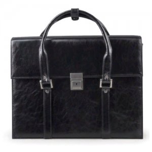 Портфель-сумка женский из кожзама, на замке, 360х270х100 мм, черный, 2-236 ALLIANCE. Цвет: черный