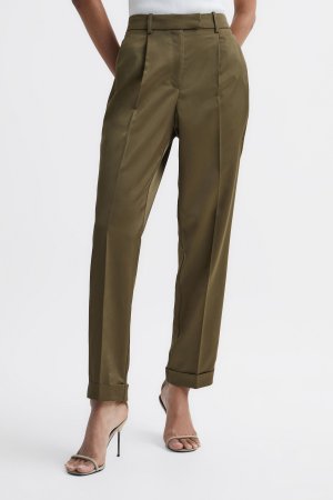 Атласные зауженные брюки Cici , зеленый Reiss. Цвет: зеленый