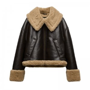 Куртка-дубленка Zara, коричневый ZARA