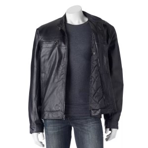 Мужская винтажная кожаная мотокуртка , черный Vintage Leather