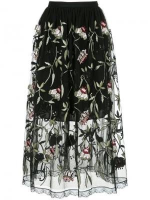 Полупрозрачная юбка с вышитыми цветочными узорами Markus Lupfer