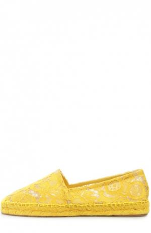 Эспадрильи из кружева Taormina Dolce & Gabbana. Цвет: желтый