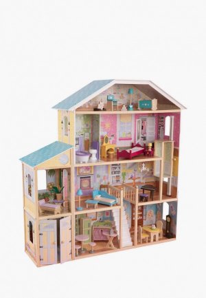 Дом для куклы KidKraft Великолепный Особняк, с мебелью 34 предмета в наборе и гаражом, кукол 30 см. Цвет: разноцветный