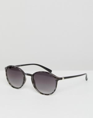 Круглые солнцезащитные очки в серой черепаховой оправе Esprit. Цвет: серый