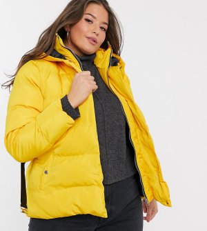 Желтое пальто-пуховик с поясом -Желтый Simply Be