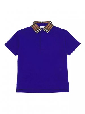 Рубашка-поло с клетчатым воротником для мальчика , цвет knight Burberry