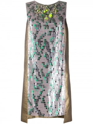 Коктейльное платье с пайетками и вставками Matthew Williamson. Цвет: коричневый