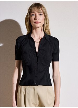 Черный женский свитер с v-образным вырезом Brooks Brothers