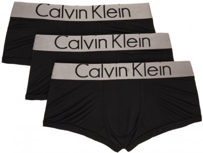 Three-Pack Black & Grey Microfibre Low Rise Trunk Boxers Calvin Klein Underwear. Цвет: 001 black