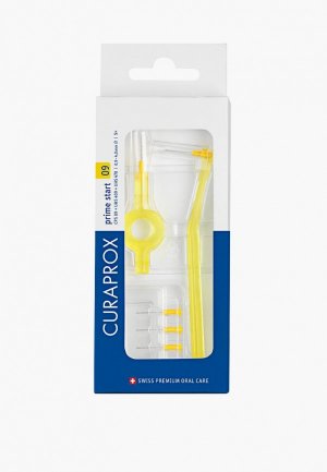 Набор для ухода за полостью рта Curaprox Prime Start: 5 шт. CPS 09 с держателем UHS 409 и 470, желтый. Цвет: желтый