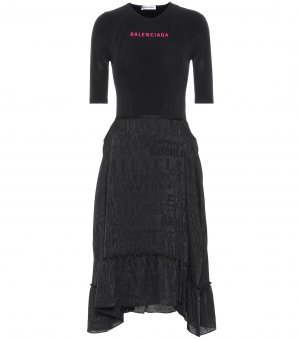 Асимметричное платье миди из джерси , черный Balenciaga