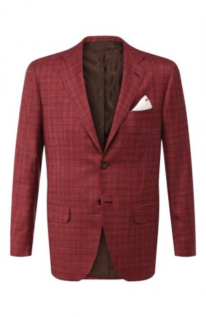 Пиджак из кашемира и льна Kiton. Цвет: красный