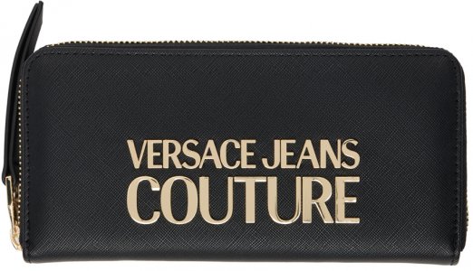 Черный бумажник Continental с логотипом Versace Jeans Couture