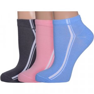 Носки , 3 пары, размер 23, голубой, серый, розовый LorenzLine. Цвет: серый/голубой/розовый