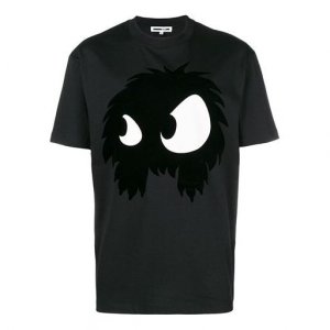 Футболка Small Monster Eye Printing Cotton Short Sleeve T-shirt 'Black', черный Alexander McQueen