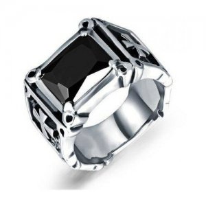 Перстень с черным камнем R1723, Размер 17 Mr. MORGAN. Цвет: серебристый