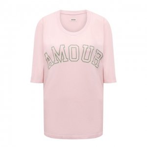 Хлопковая футболка Zadig&Voltaire. Цвет: розовый