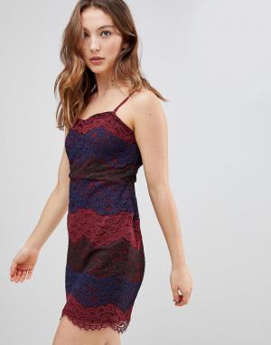 Разноцветное кружевное платье-комбинация Deborah-Красный Deby Debo