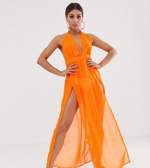 Оранжевое пляжное платье с двумя разрезами -Оранжевый South Beach