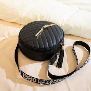 Женская сумка с V-образным узором, маленькая круглая сумка, металлическая кисточка, тканый ремень буквами, универсальная через плечо VIA ROMA
